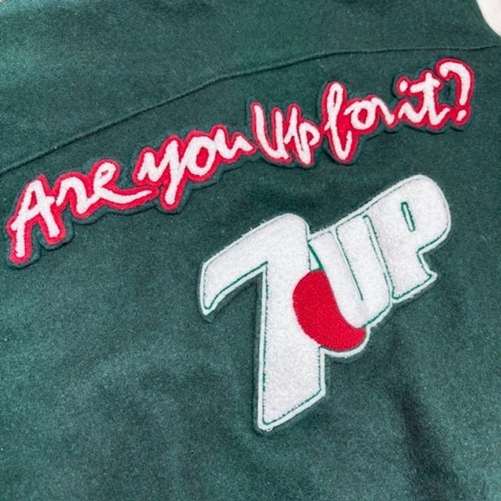 7UP Vintage Retro Old School Roots Canada Leather Wool Varsity Jacket Large/XL - Picture 2 of 16